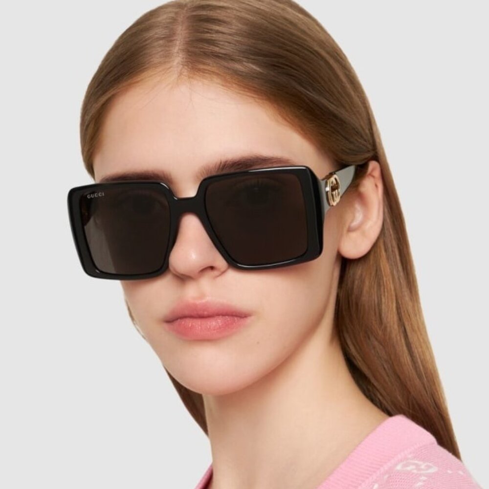 BRAND NEW Gucci GG1692S 001 Black Grey Square Women Sunglasses GG 1692S